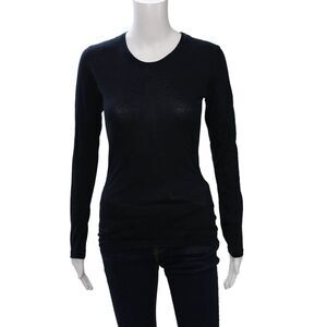Mare Womens Basic Black Crew Neck Long Sleeve T Shirt Size 2